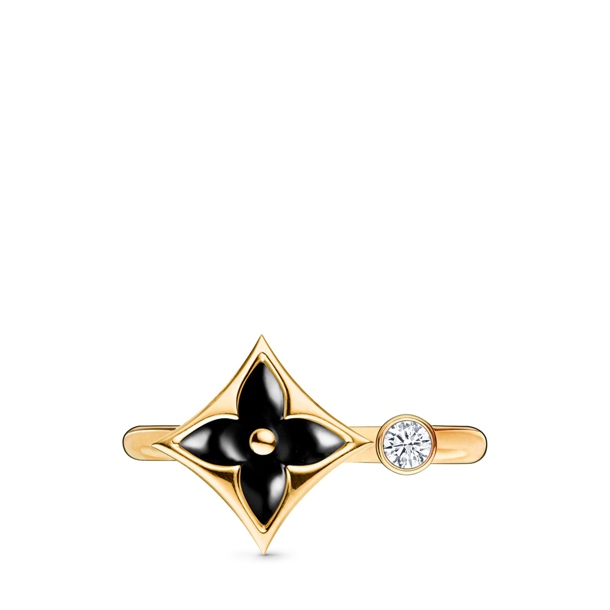 Bague Color Blossom Mini Star, or jaune, onyx et diamant | LOUIS VUITTON