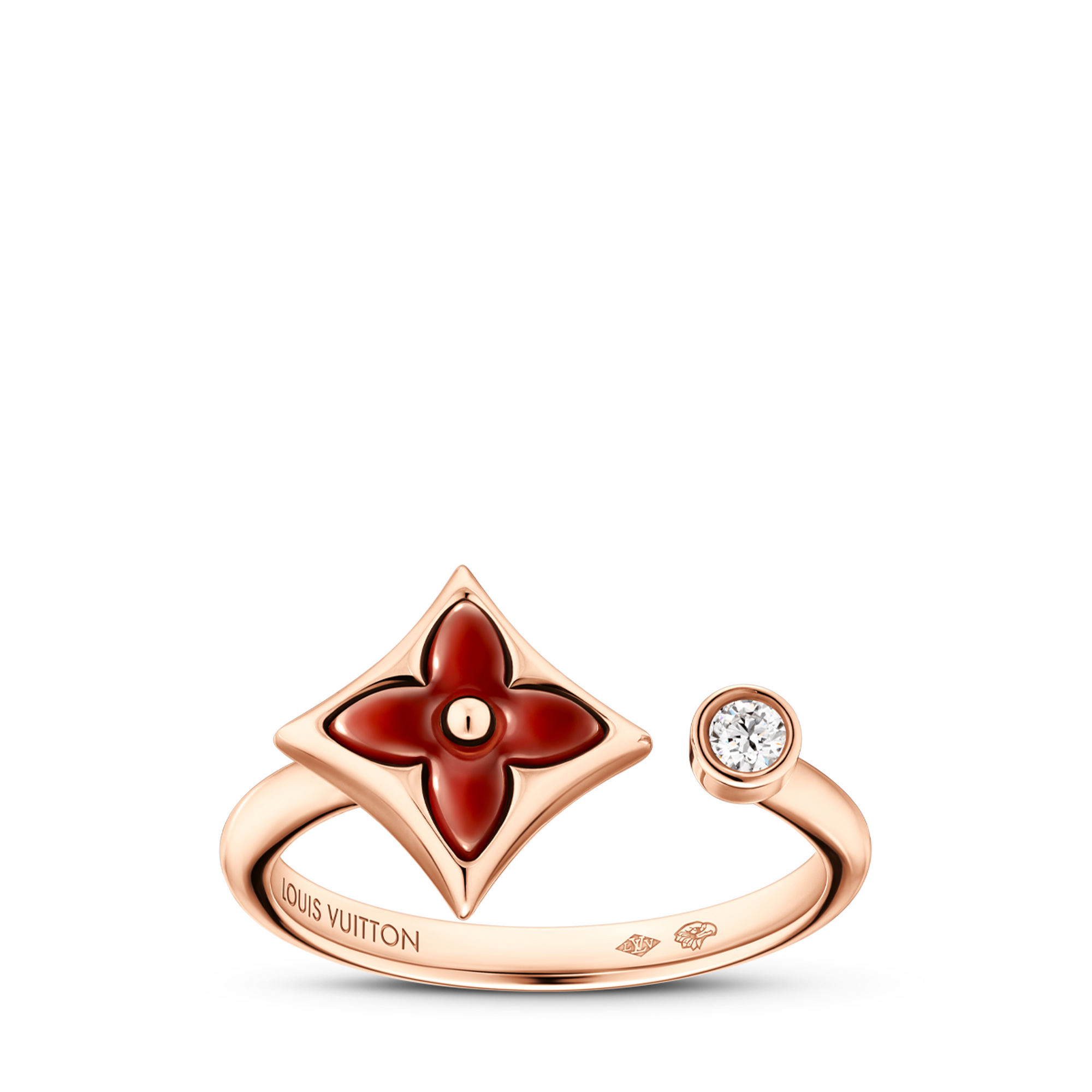 Bague Color Blossom Mini Star, or rose, cornaline et diamant | LOUIS ...