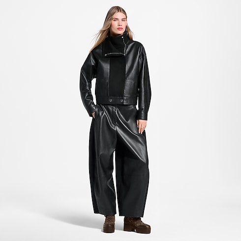 Ballon-Hose aus Leder mit Einsatz aus Wolle in Damen's Ready to Wear Neuheiten Ready-to-wear collections by Louis Vuitton (Zoom)