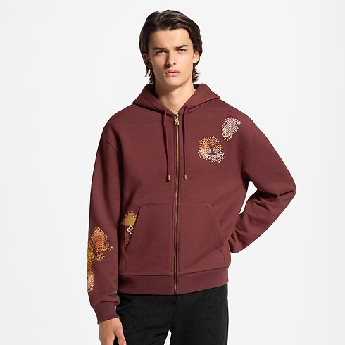 Bestickter Hoodie mit Reissverschluss zugeschnittene Ansicht