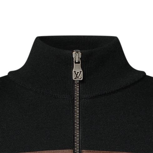 Blouson en maille à bandes en cuir in Homme's Prêt-à-porter Tout le prêt-à-porter collections by Louis Vuitton (Zoom produit)