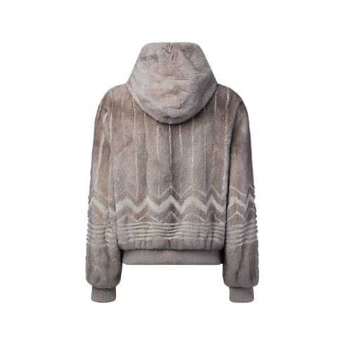 Blouson zippé à capuche en vison vue arrière