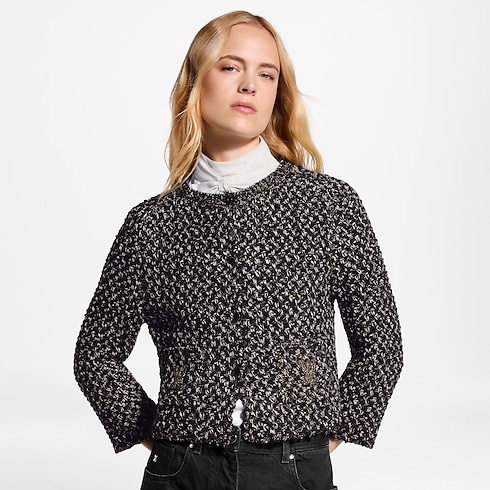 Cardigan en tweed pailleté avec poches à signatures vue recadrée