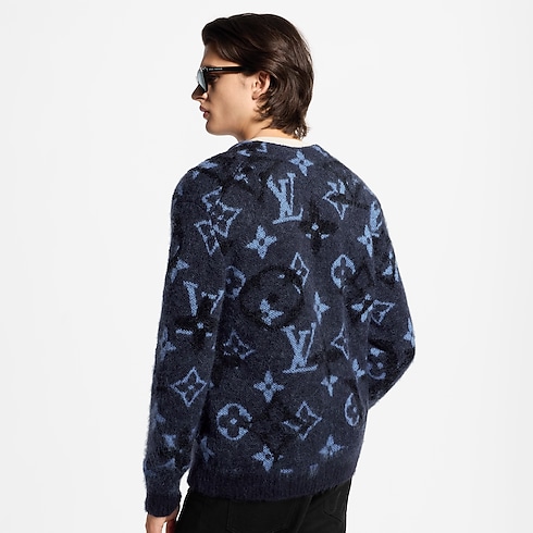 Cardigan mit Cloudy Monogram-Motiv beschnittene, abgenutzte Ansicht