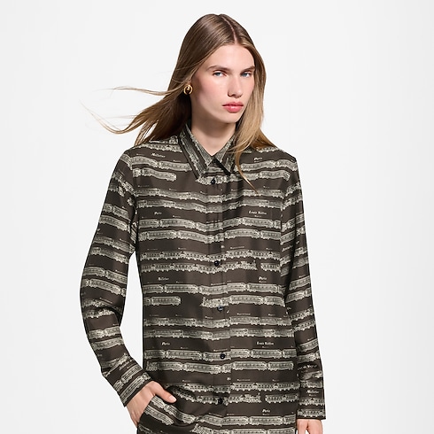 Chemise en soie à imprimé train in Femme's Prêt-à-porter Tops et chemises collections by Louis Vuitton (Zoom produit)