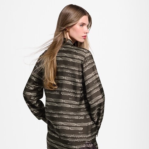 Chemise en soie à imprimé train in Femme's Prêt-à-porter Tops et chemises collections by Louis Vuitton (Zoom produit)