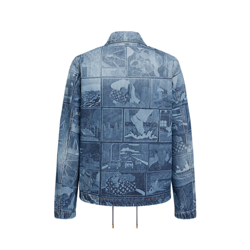 Coach-Jacke aus Denim mit Laser-Motiv Rückansicht