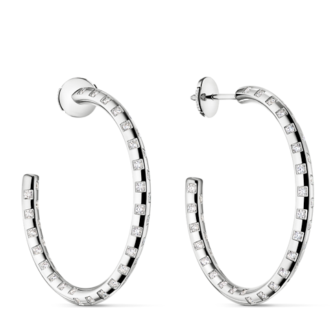 Créoles larges Le Damier de Louis Vuitton, or blanc et diamants in Joaillerie's Catégories Boucles d'oreilles collections by Louis Vuitton (Zoom produit)
