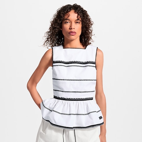 Haut péplum graphique à détails en dentelle in Femme's Prêt-à-porter Hauts collections by Louis Vuitton (Zoom produit)