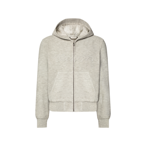 Hoodie aus Leder mit Trompe-l'Œil-Detail Frontansicht