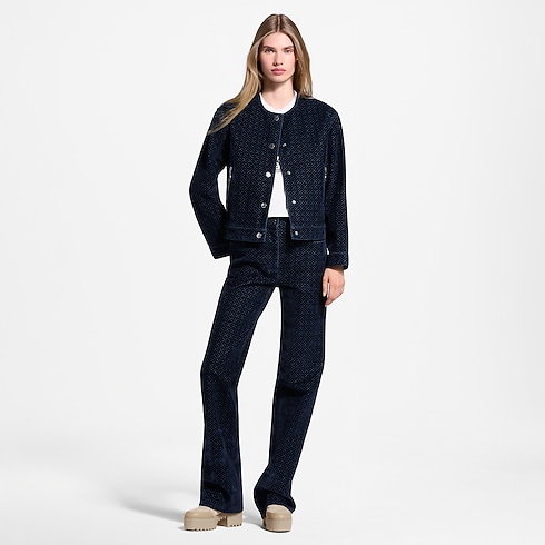 Jeans aus Samt mit geflocktem Nanogram-Motiv in Damen's Ready to Wear Neuheiten Ready-to-wear collections by Louis Vuitton (Zoom)