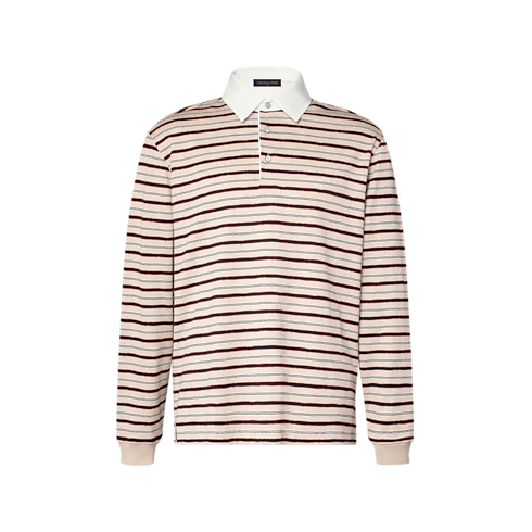 Langärmeliges, gestreiftes Polohemd mit Monogram-Motiv Frontansicht