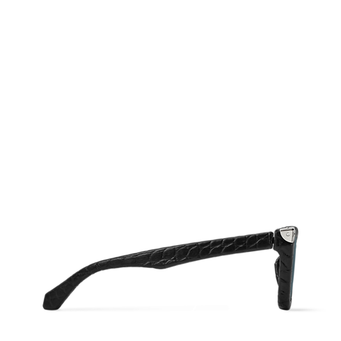 Lunettes de soleil en cuir de crocodile LV Héritage vue latérale