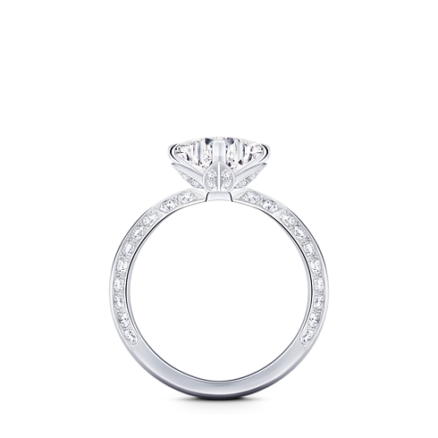 LV Diamonds Solitär-Ring mit Diamanten-Pavé, LV Monogram Sternschliff Innenansicht