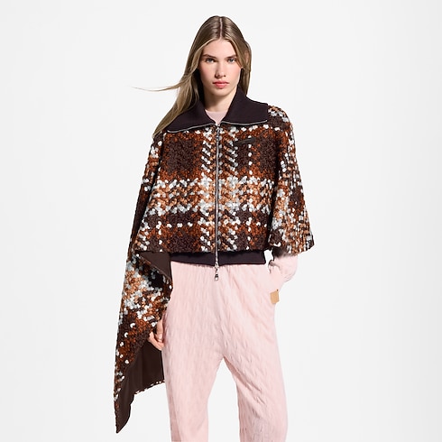 Manteau cape asymétrique en tweed tartan in Femme's Prêt-à-porter Manteaux et vestes collections by Louis Vuitton (Zoom produit)