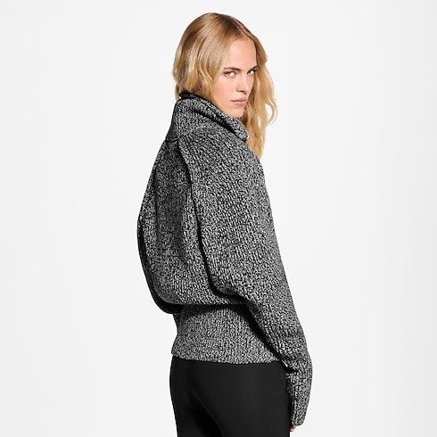 Melierter Pullover mit kurzem Reissverschluss beschnittene, abgenutzte Ansicht
