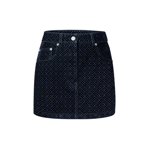 Mini-jupe en velours floqué Nanogram in Femme's Prêt-à-porter Nouveautés Prêt-à-porter collections by Louis Vuitton (Zoom produit)