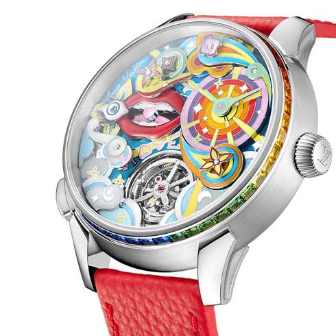 Montre Tambour Arty Automata, automatique, 42 mm, or blanc vue latérale