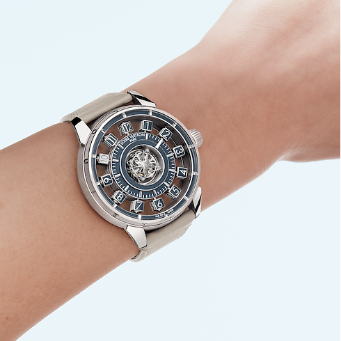 Montre Tambour Taiko Spin Time Air Flying Tourbillon, Automatique, 42,5 mm, or blanc in Montres's Toutes les montres } collections by Louis Vuitton (Zoom produit)