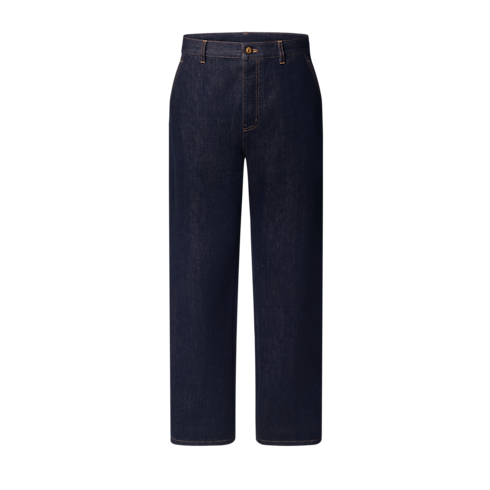 Pantalon carpenter en denim à revers emblématique vue de face