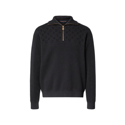 Pull en laine côtelée à col zippé in Nouveautés's Homme LV Ski pour Homme collections by Louis Vuitton (Zoom produit)