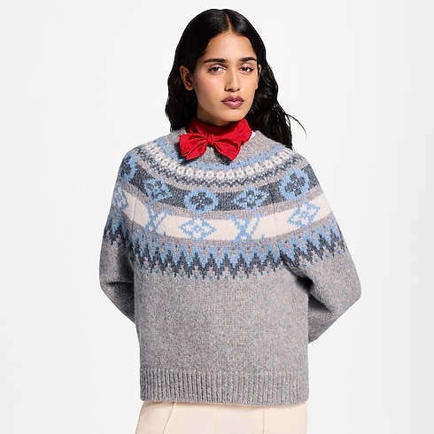 Pull en maille alpine vue recadrée