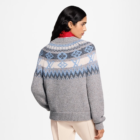 Pull en maille alpine vue recadrée et portée