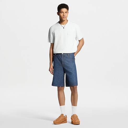 Shorts aus Chambray mit reflektierendem Nanogram-Motiv in Herren's Ready to Wear Denim collections by Louis Vuitton (Zoom)