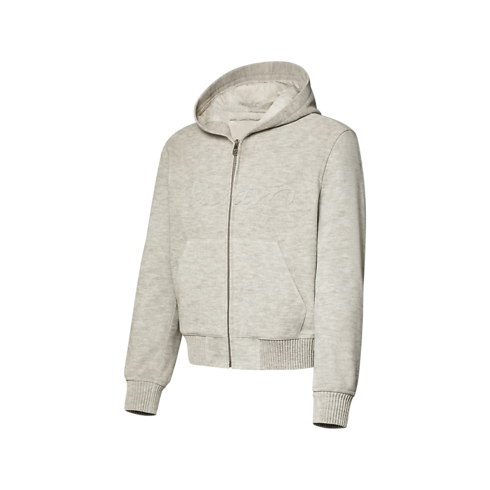 Sweat à capuche en cuir emblématique effet trompe-l’œil vue latérale