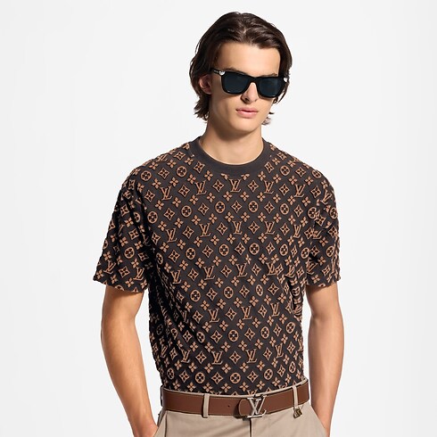 T-Shirt aus Samt mit Monogram-Motiv zugeschnittene Ansicht