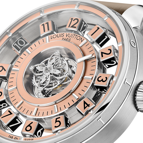 Tambour Spin Time Air Flying Tourbillon, Automatikuhrwerk, 42,5 mm, Platin in Uhren's Alle Uhren } collections by Louis Vuitton (Zoom)