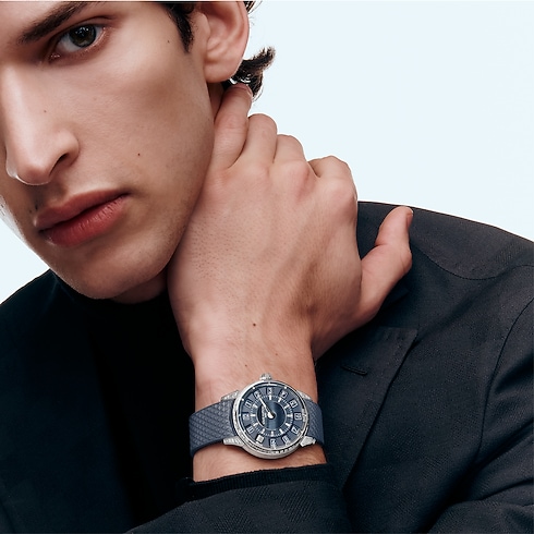 Tambour Spin Time, Automatikuhrwerk, 39,5 mm, Weissgold, Falkenauge und Diamanten Innenansicht
