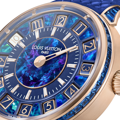 Tambour Spin Time, Automatikuhrwerk, 39,5 mm, Roségold, Opal und Saphire in Uhren's Alle Uhren } collections by Louis Vuitton (Zoom)