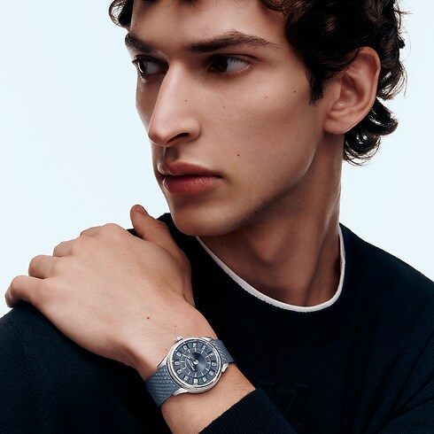 Tambour Spin Time, Automatikuhrwerk, 39,5 mm, Weissgold in Uhren's Alle Uhren } collections by Louis Vuitton (Zoom)