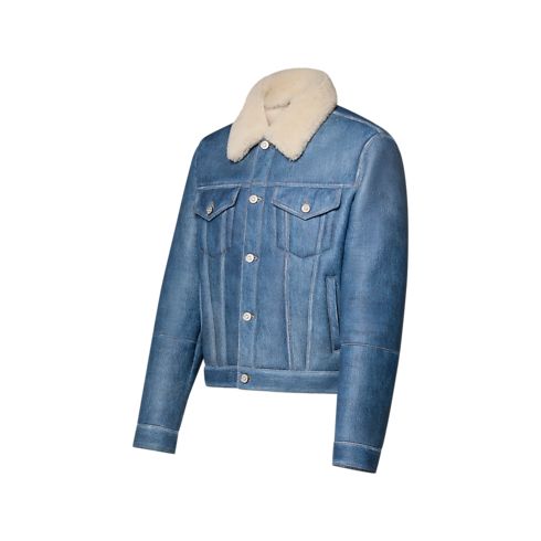 Veste trucker en shearling façon denim en trompe-l'œil in Homme's Prêt-à-porter Tout le prêt-à-porter collections by Louis Vuitton (Zoom produit)