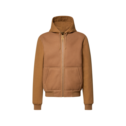 Wasserabweisender Kapuzen-Blouson aus Baumwollgemisch mit Lammfell in Herren's Ready to Wear Vollständige Ready to Wear collections by Louis Vuitton (Zoom)