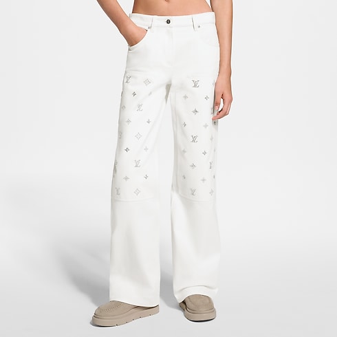 Weit geschnittene Jeans mit Signaturen und Pailletten zugeschnittene Ansicht
