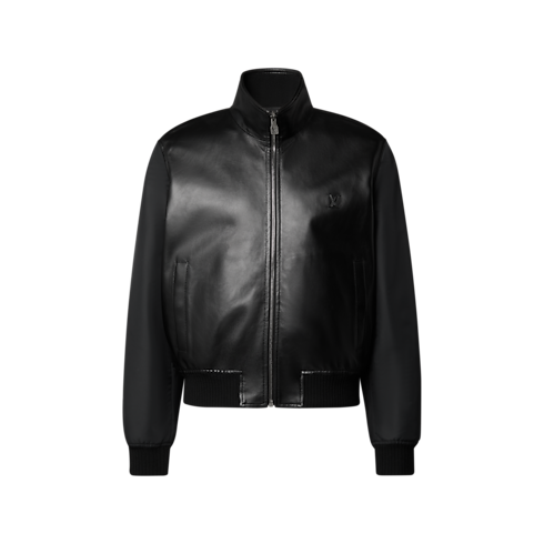 Wende-Trainingsjacke mit Leder mit Monogram-Motiv Frontansicht